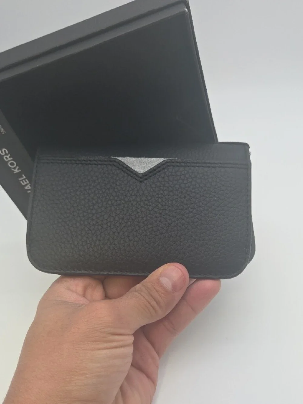 Michael Kors Black Pebbled Leather Snap Card Wallet